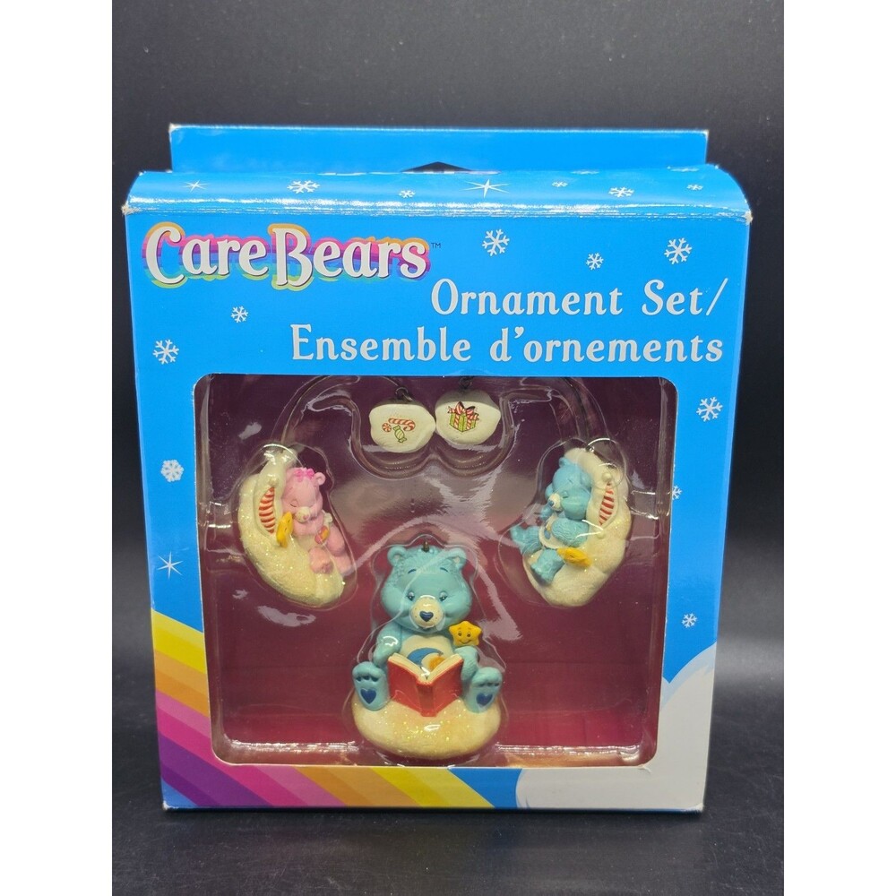 VTG Care Bears Ornament Set 3pc Bedtime Wish Love-a-Lot 2006 American Greetings